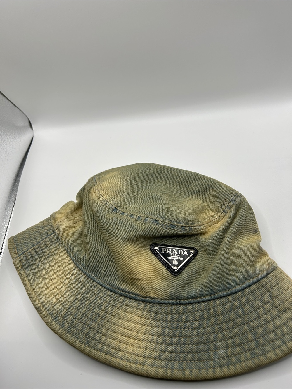 Prada Olive Green Tie-Dye Canvas Bucket Hat